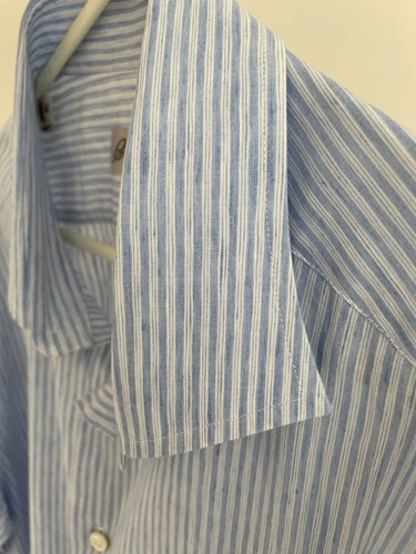 Brioni Blue striped Linen Casual shirt XL - Picture 10 of 23