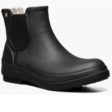 Bogs Amanda Plush II Chelsea Waterproof Rain Boot Black Insulated Womens 9 EU 40