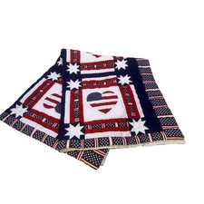 Patriotic Vibrant Red White Blue Stars Bars Hearts 51" x 59" Comfy Quilt