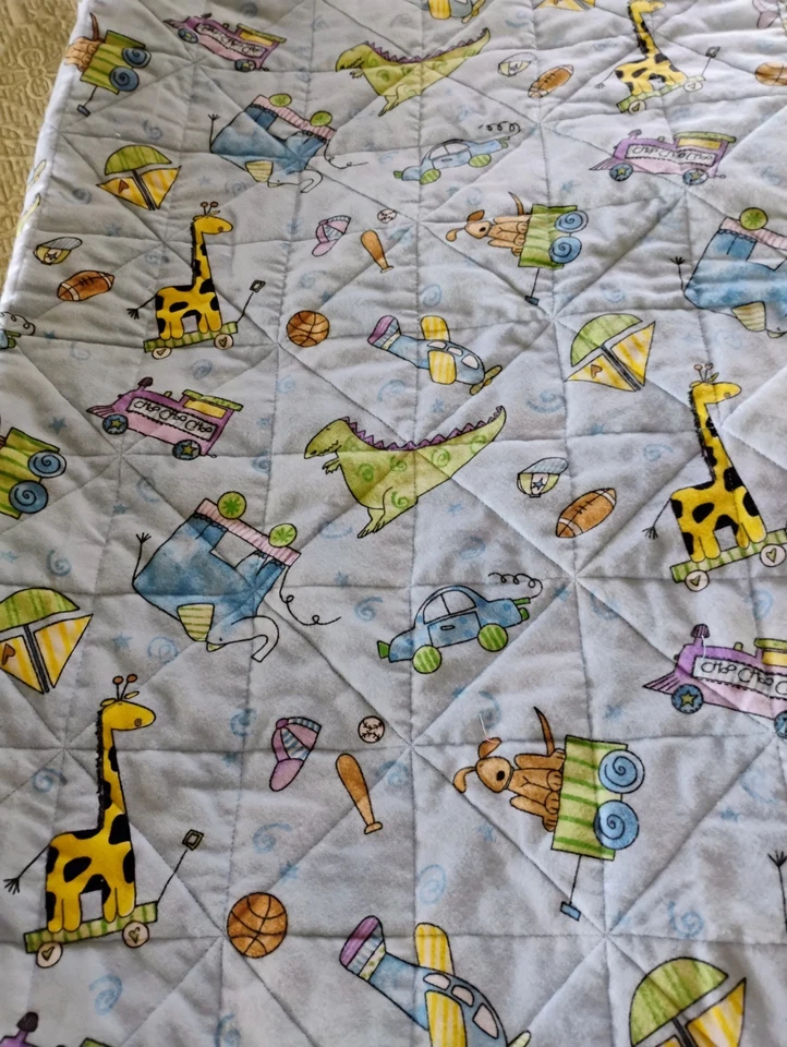 Edredón acolchado hecho a mano azul para bebé niño Foto 4 de 4