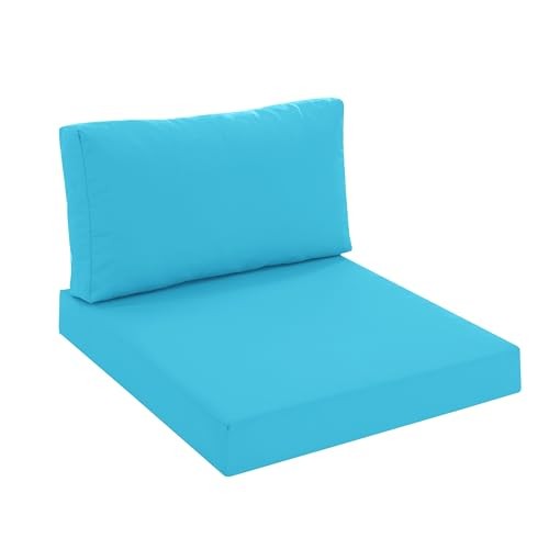 Outdoor Chair Cushions for Patio Furniture with 25.6*25.6 + 25.6*13 In 1 Teal - Picture 1 of 7