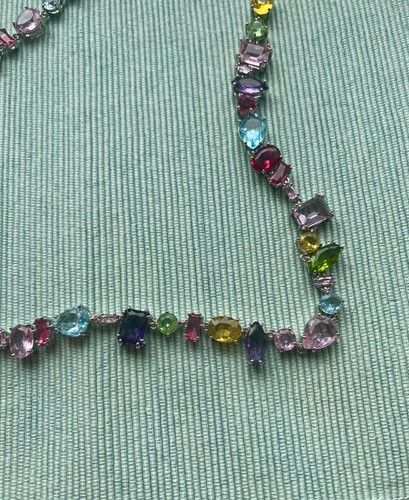 Swarovski Gema Necklace Mixed Cuts Multicoloured Rhodium plated 40cm - Picture 7 of 19