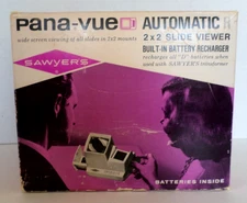 Pana-Vue Automatic Lighted 2x2 Film Slide Viewer Old Stock Works w Cord & Instr.