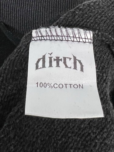Ditch LA Herren Large Pullover Masked Hoodie Schwarz Grau Faded Look 100% Baumwolle - Bild 8 von 9