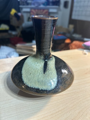 Nice Stoneware Amber Squat Disk Style Decanter Vase - Picture 2 of 7