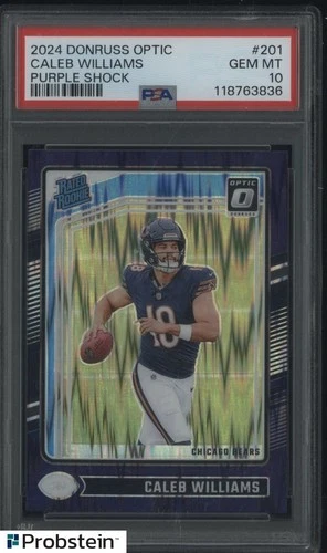2024 Donruss Optic Purple Shock #201 Caleb Williams RC Rated Rookie PSA 10