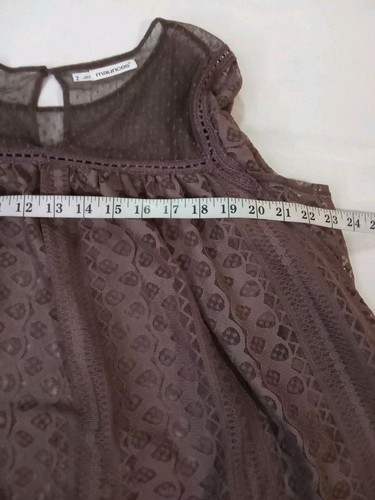 MAURICES Womans Plus Size 2X Batwing Sleeve Blouse Top Lace Sheer Pullover Plum - Picture 10 of 11