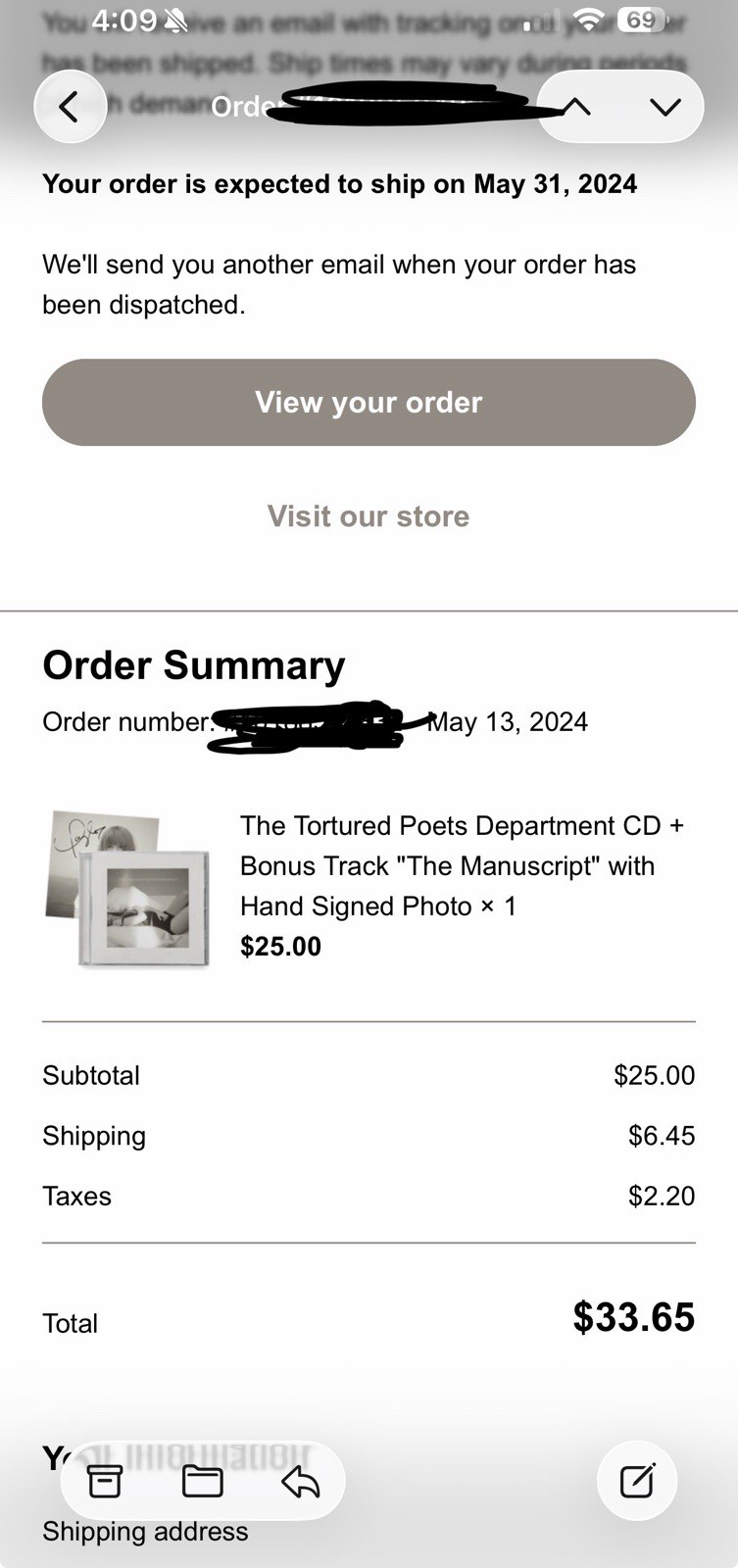 Taylor Swift - The Tortured Poets Department SIGNED CD FRAMED TTPD (FAST SHIP!)