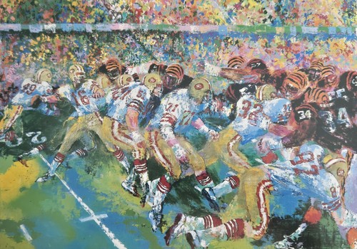 LeRoy Neiman 1981 "SILVERDOME SUPERBOWL" Fußball Kunst Postkarte Promo #129 - Bild 1 von 2
