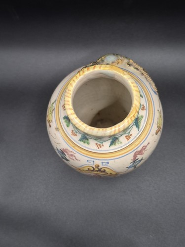 Antique Italian Renaissance Majolica Apllied Lizard Pottery Vase 14cm High - Picture 4 of 6