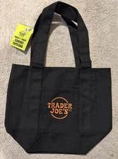 Trader Joes Mini Canvas Tote Bag 🎃Trick or Treat🎃Black🔥New With Tags🔥