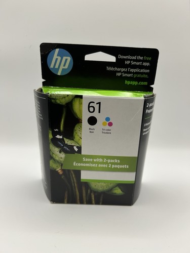 HP 61 Black Tri Color Ink Cartridges Combo 2-Pack Genuine oct 26-mar 27