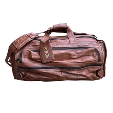 Vintage Tumi Alpha Square Leather Duffle Bag Brown 80s
