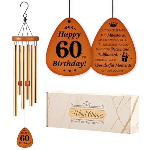 60th Birthday Gifts for Women Men, Happy 60th Birthday Decorations Wind Chime,