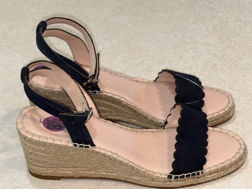 Sandali espadrillas donna Kate Spade blu navy scamosciati zeppa misura 8,5 nuovi - Foto 4 di 9