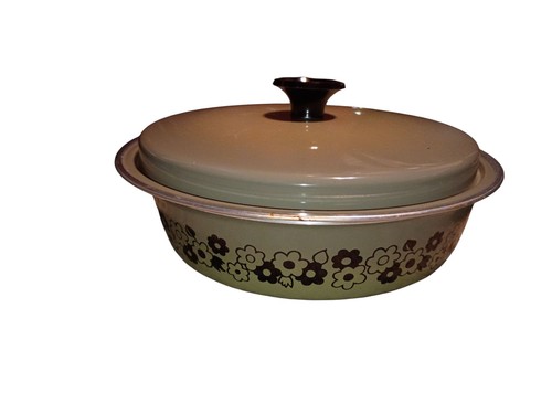 Juego de 8 sartenes/ollas de cocina esmaltadas margaritas de colección utensilios de cocina aguacate verde años 60 70 - Imagen 7 de 18