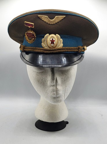 Authentic Vintage UdSSR Soviet Military Air Force Pilot Cap Size 55 With Pin 1980 - Bild 2 von 12