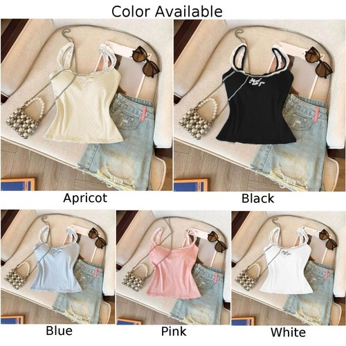 Perfectly Fitted Womens Camisole with Lace and Letter Design for Summer - Picture 5 of 30