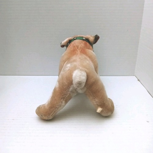 Vintage Maruei Tokyo Japan Mohair Bulldog With Green Collar Bell Tag 11 Inches - Picture 4 of 11