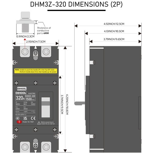 DC Molded Case Circuit Breaker Disconnect Switch 2 poles 100A~630A 1000V/1500V - Picture 3 of 74