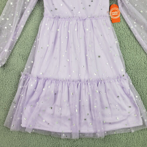Girls Wonder Nation Lavender Dress Size L 10-12 NWT Sheer Long Sleeves - Picture 6 of 14