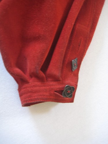 Vintage Jean Muir red long sleeved suede leather jacket, UK 10, USA 8 - Picture 6 of 10