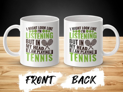 Lustige Tennisbecher, Tennisliebhaber Geschenk, Nachdenken über Tennis Thema Kaffeebecher - Bild 2 von 10
