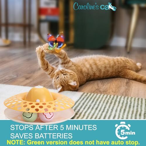 Fluttering Butterfly Cat Toy – Upgrades: Auto Shut Off & Catnip Ball | Green - Picture 5 of 7