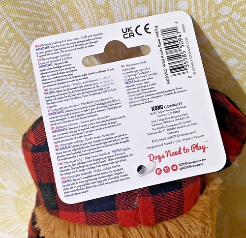 Kong WILD KNOTS BROWN BEAR MD/LG with Plaid Hat Squeaks Dog Toy -FREE SHIPPING- - Picture 11 of 11