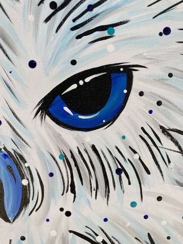 Bezauberndes Original Eulengemälde blauäugig Schneeeule Acryl auf Leinwand Hedwig - Bild 3 von 11