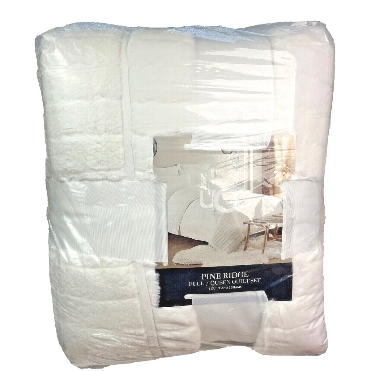 UGG Pine Ridge Faux Fur Sherpa Reversible Quilt Set Blanket Snow