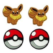 Eevee Pokemon with Pokeballs For Crocs Shoe Charms Jibbitz - 4 Pieces