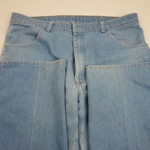 Wrangler Hook Close Retro Blue Jeans Mens 38x29 Lightwash Blue Farmer Vintage - Picture 12 of 13