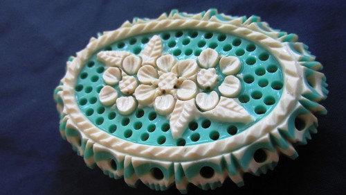 GABLONZ Antique Czech/Bohemian GALALITH GALALITE BROOCH PIN 1930s Art Deco  - Picture 1 of 4