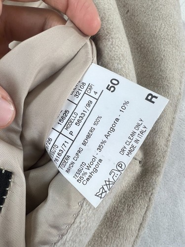 Canali Proposta Oatmeal Long Overcoat Jacket Sz 50R Wool Cashgora Made in ITALY - Picture 11 of 19
