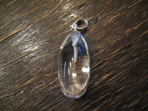 einzigartiges Bergkristall Pendel Tropfen Anhänger Amulett 925er Silber Unikat - Picture 3 of 4
