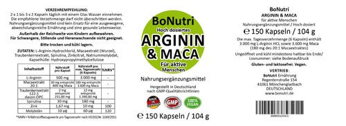 3x 3600 mg Maca + Arginin 3000 mg Tagesdosis SUPERSPARPACK! Starke 450 Kapseln - Bild 2 von 7