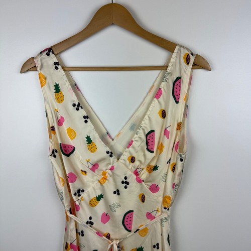 NWT Peppermayo Audrey Vintage Slip Dress Sz 8 Fruit Print Mini Dress Summer Chic - Picture 3 of 11