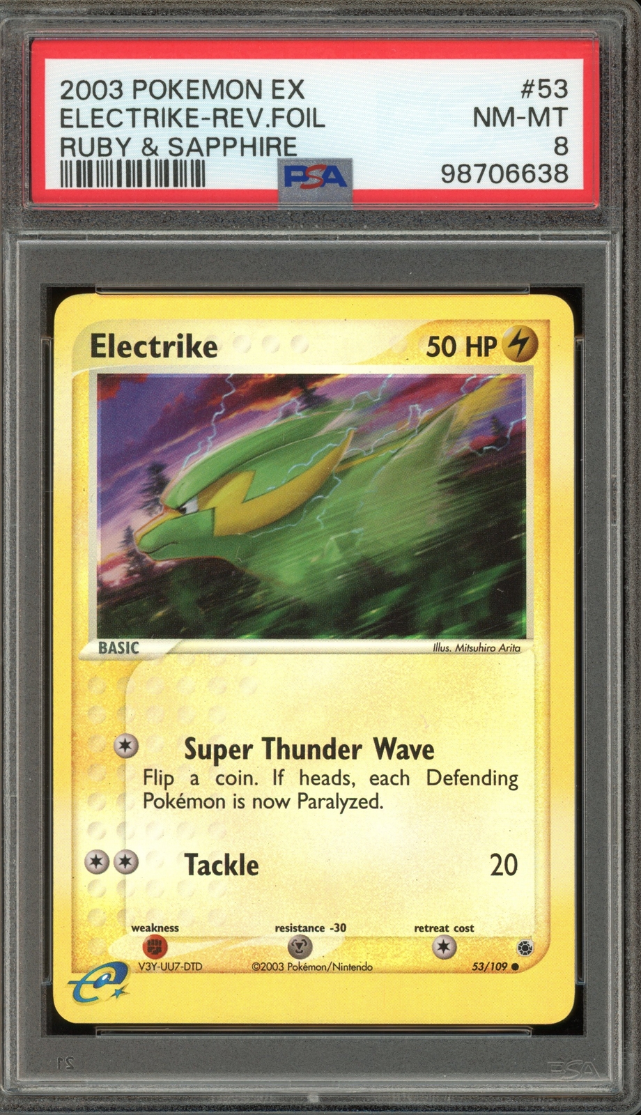 Pokemon Electrike EX Ruby & Sapphire Reverse Holo #53 PSA 8