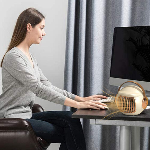 Cute Mini Electric Space Heater Desktop Hot Air Fan for Indoor Room US Plug - Picture 4 of 12