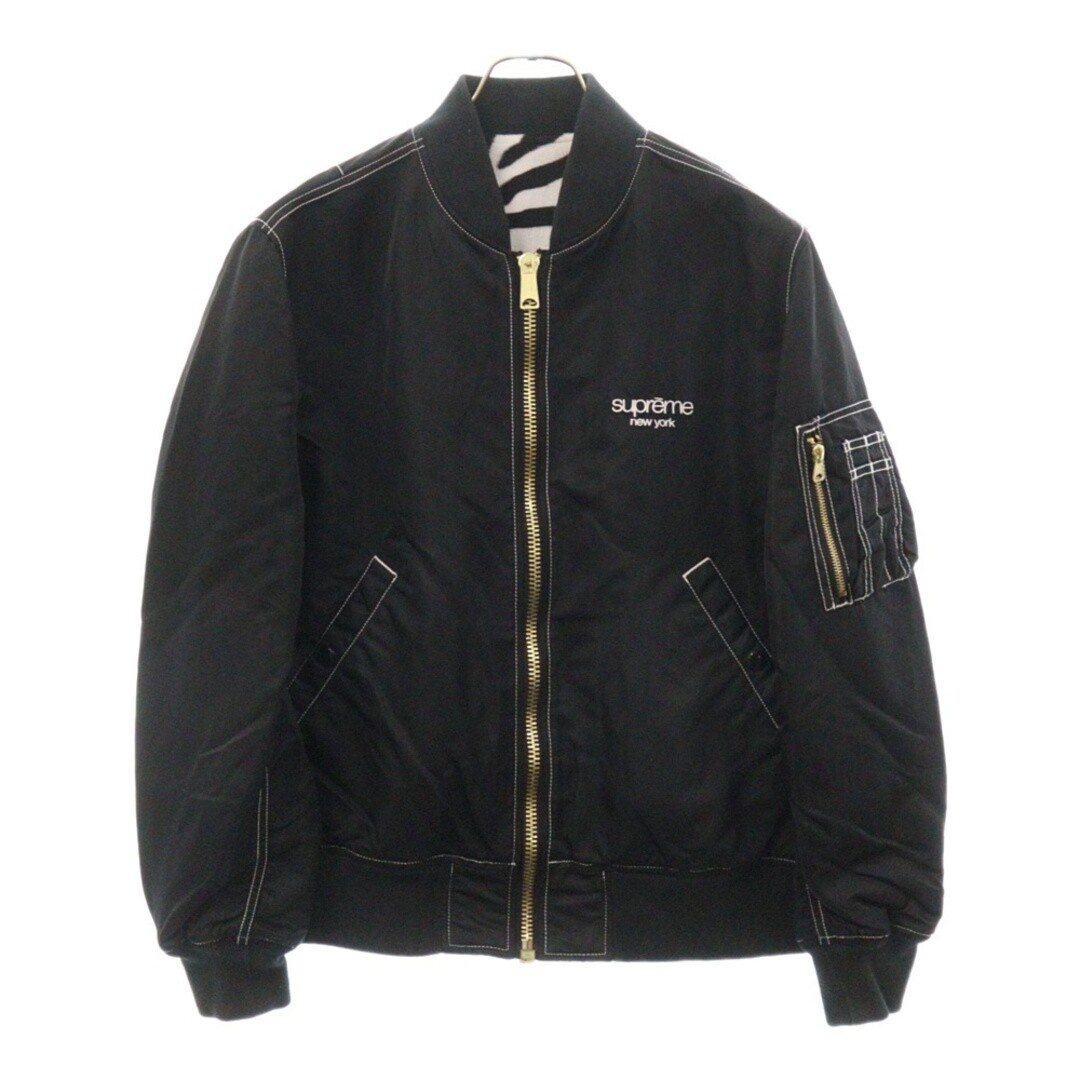 SUPREME 17SS Contrast Stitch Reversible MA-1 Jacket M-1 Black Used  