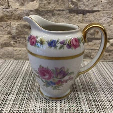 Vintage Germany Thomas Rosenthal China Pitcher Creamer Floral Gold Trim 5"