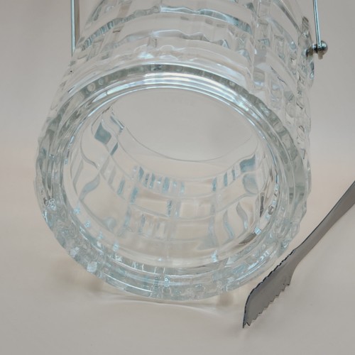 French Crystal Mini Ice Bucket W/Chrome Handle 5.25X4.5" With Tongs - Picture 6 of 9