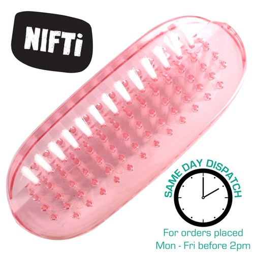 NAIL BRUSH Pink Plastic Manicure Fingernails Toenails Bristles Transparent Clean - Picture 13 of 13