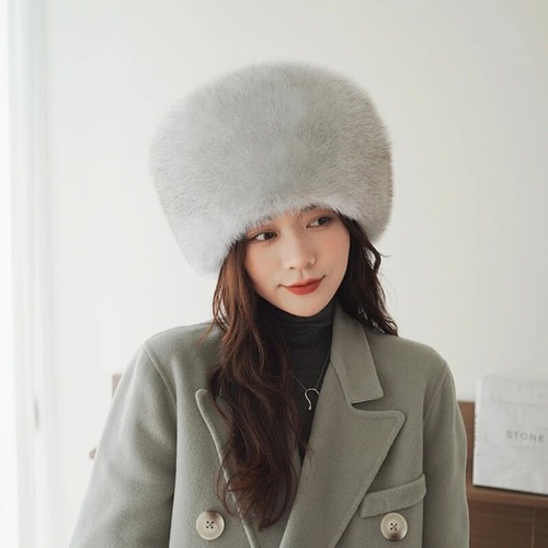 Natürliches Fuchspelz Damen Winter warm flauschig beliebt weiblich rund Mütze Echtfell Mützen - Bild 22 von 32