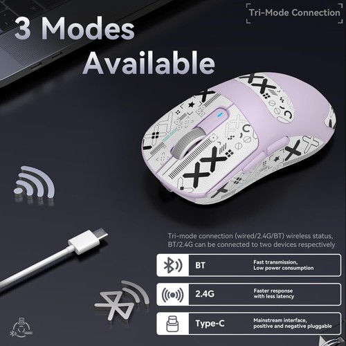 ATTACK SHARK X3 49g PixArt PAW3395 Gaming Sensor, BT/2.4G Wireless/Wired Mouse - Picture 54 of 97
