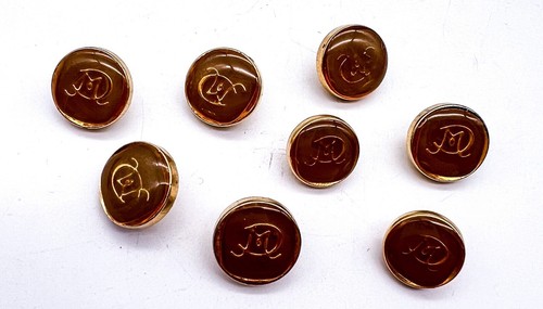 8x Vintage Buttons Decorative Buttons with Initials Gold | 8 Pieces - Picture 2 of 8