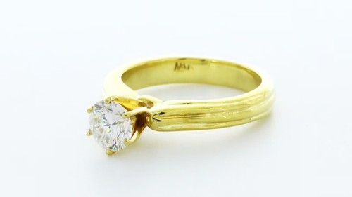 1.05ct D VS2 Round Natural Diamond Yellow Gold Vintage Solitaire Engagement Ring - Video 1 of 1