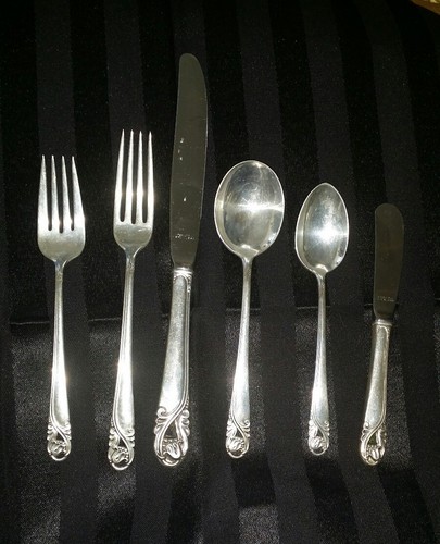 6 Piece Place Set Spring Glory Sterling by INTERNATIONAL SILVER 1942 No Monogram - Picture 1 of 5
