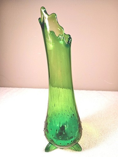 Vintage Rare Vase Mid-Century Modern LE Smith Swung Art Glass 3 Footed - 第 1/11 張圖片